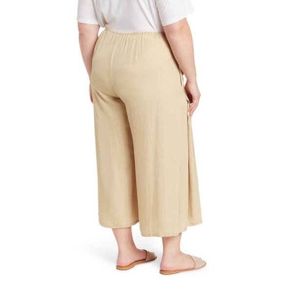 NWT Vince Drapey Satin Culotte in Maize Lightweight Super Wide Crop Pants XL - Picture 2 of 7